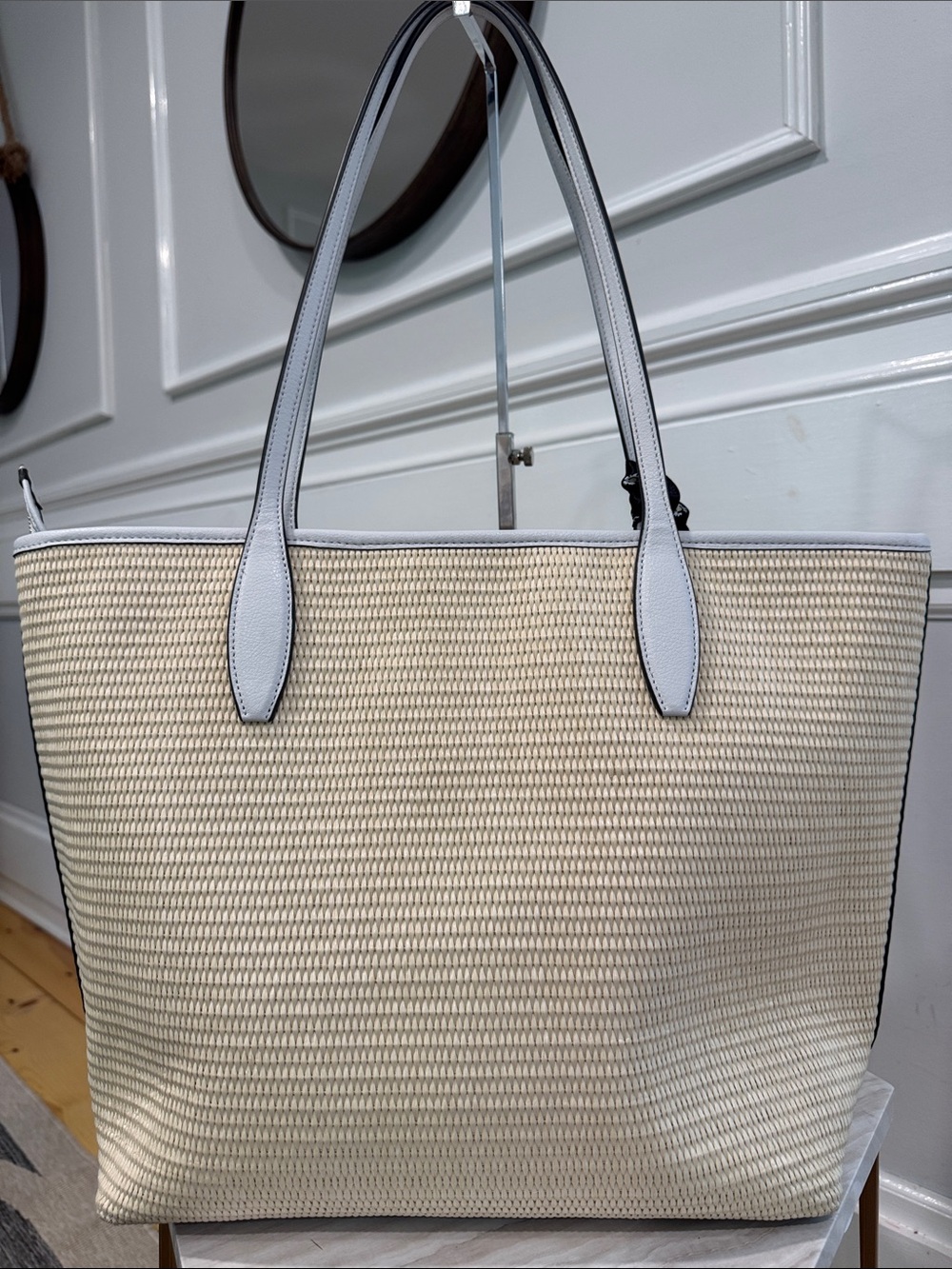 kate spade Bag Ash Straw Lemon Zest Large Woven Tote EUC - Picture 10 of 17